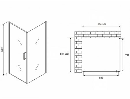 Душевой уголок Abber Sonnenstrand 90x85 AG04090B-S85B профиль Черный стекло прозрачное 