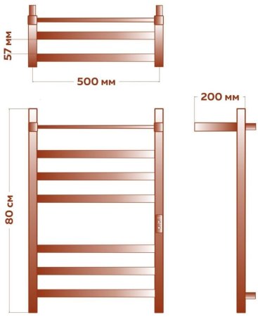 Полотенцесушитель электрический с полочкой (лесенка) Bauedge Hotel Shelf DB-0004, 50x80 см 