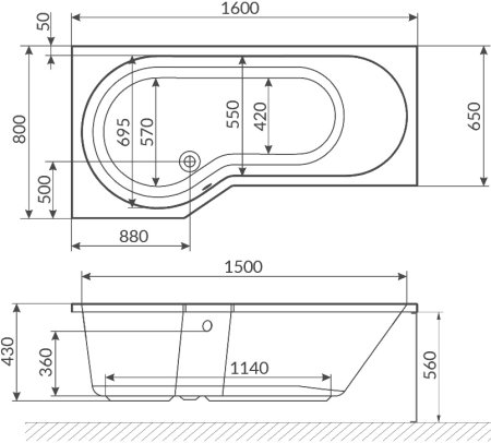 Акриловая ванна Excellent Be Spot WAEX.BSL16.RELAX 160x80 L 