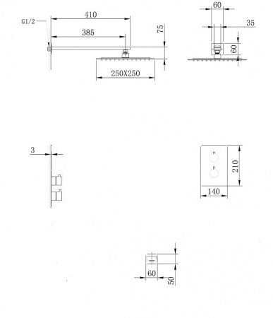 Душевая система Abber Weiss Insel AF8051W с термостатом Белая 