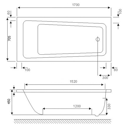 Акриловая ванна Excellent Ava 170x70 