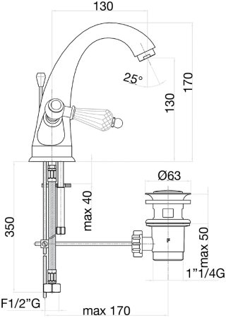 Смеситель для раковины Fiore GIOIELLI (SWAROVSKI®) 08OO0623, золото 