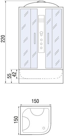 Душевой бокс River Temza 150x150 ТН 10000000742 с поддоном 