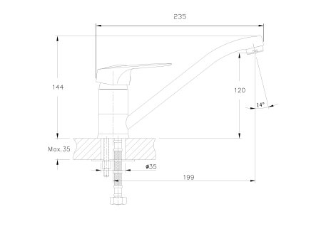 Смеситель для кухни HAIBA HB4837-K 