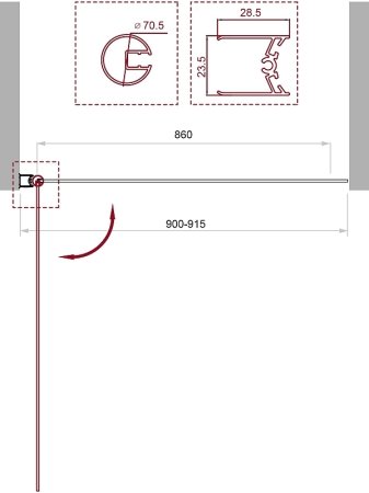 Шторка на ванну BelBagno UNO-V-1-90/150-C-Cr профиль Хром стекло прозрачное 