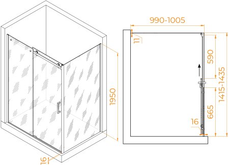 Душевой уголок RGW TO-44 (TO-14 + Z-050-2) 1400x1000 