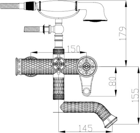 Смеситель Zorg Antic A 400W-SL для ванны с душем 