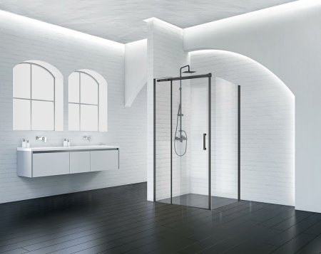 Душевой уголок BelBagno Acqua 120х90 ACQUA-AH-1-120/90-C-NERO профиль Черный стекло прозрачное 