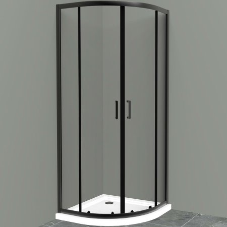 Душевой уголок BelBagno Uno 100х100 UNO-195-R-2-100-C-NERO профиль Черный матовый стекло прозрачное 