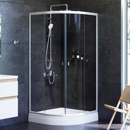 Душевой уголок AM.PM X-Joy Twin Slide 80x80 W88E-205-080MT с поддоном профиль матовый Хром стекло прозрачное 