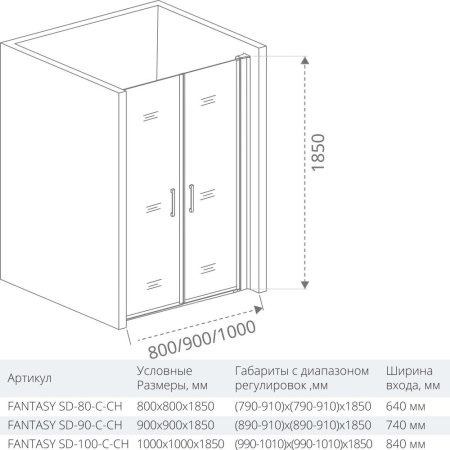 Душевая дверь в нишу Good Door Infinity SD-80-C-CH 