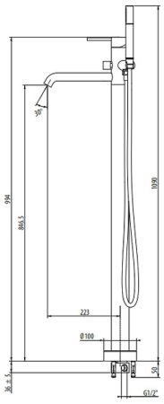 Смеситель для ванны Gattoni Circle Two 9108/91NO Черный матовый 