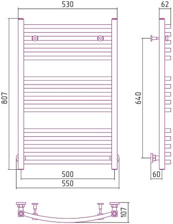 Водяной полотенцесушитель Сунержа Аркус 800х500 03-0251-8050 Золото 