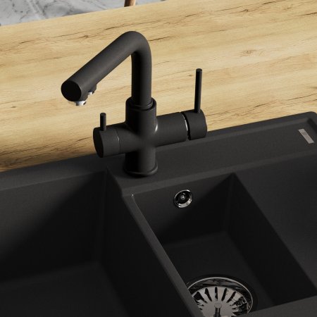 Смеситель для кухни Lemark COMFORT с подключением к фильтру питьевой воды, цвет: антрацит (LM3061PAN) 