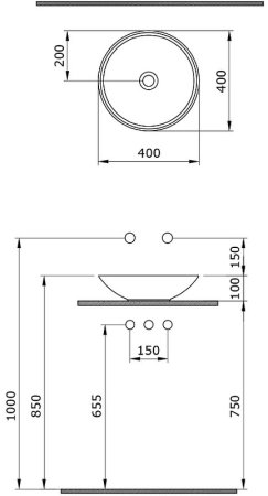 Раковина-чаша Bocchi Venezia 40 1120-002-0125 Белая матовая 