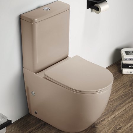 Унитаз компакт CeramaLux 2166XMC Капучино матовый с бачком и сиденьем Микролифт 