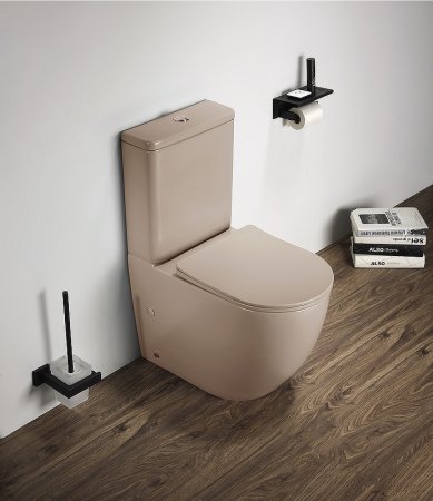 Унитаз компакт CeramaLux 2166XMC Капучино матовый с бачком и сиденьем Микролифт 