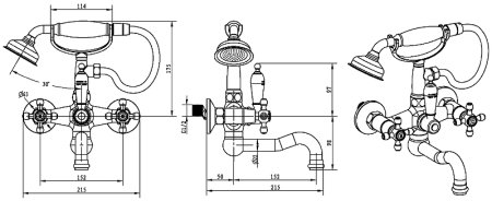 Смеситель для ванны Boheme Tradizionale Chromo 273 Хром 