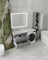 Тумба подвесная STYLE LINE "Даллас 140" Люкс Плюс серая с раковиной ESTETUS Даллас 1400*480 левый