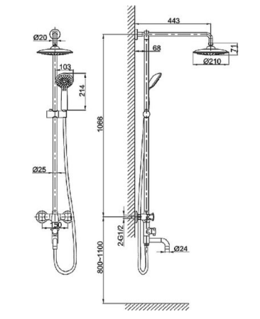 Душевая система D&K Grimm Hessen DA1384701E09 хром 