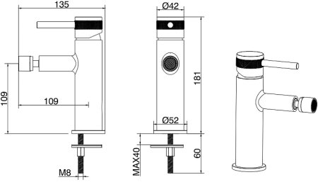 Смеситель для биде Allen Brau Priority 5.31004-31 Черный матовый 