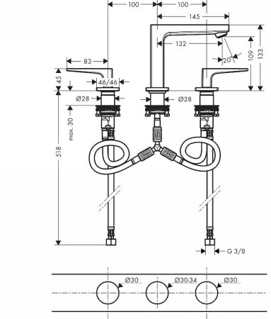 Смеситель для раковины Hansgrohe Metropol 74514000 Хром 