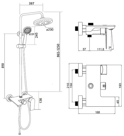 Душевая система Orange Berni M09-911cr Хром 