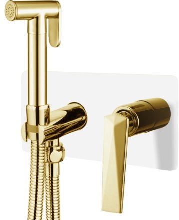 Гигиенический душ со смесителем Boheme Venturo 387-W Золото Белый 
