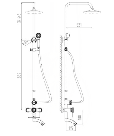 Душевая система Milacio Vitoria MC.103.BR бронза 