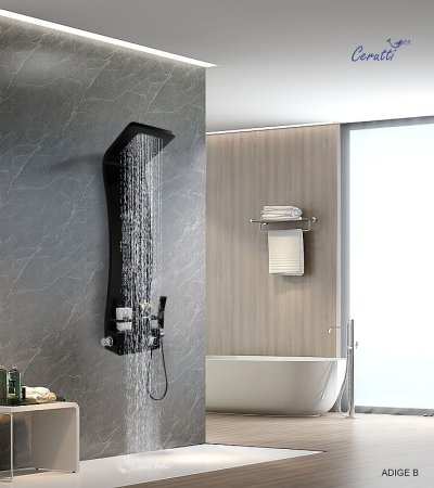 Душевая панель Cerutti SPA Adige B CT8980 с гидромассажем Черная глянцевая 