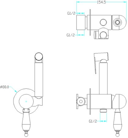 Гигиенический душ со смесителем Boheme Brillante 436-SW Хром 