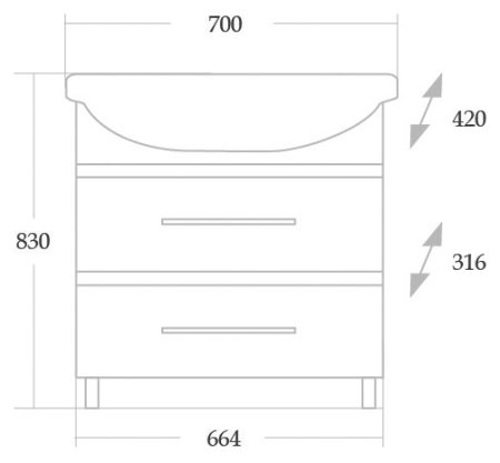 Тумба с раковиной Onika Дельта 70.13 