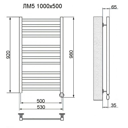Полотенцесушитель электрический Ника Modern ЛМ-5 100/50 черный масляный 