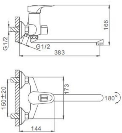 Смеситель для ванны Frap H28 F2228 универсальный Хром 