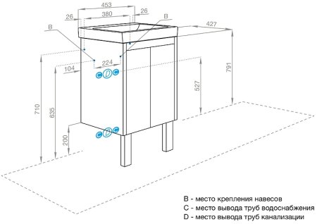 Тумба под раковину Aquaton Сканди Doors 45 1A278701SD010 Белая 