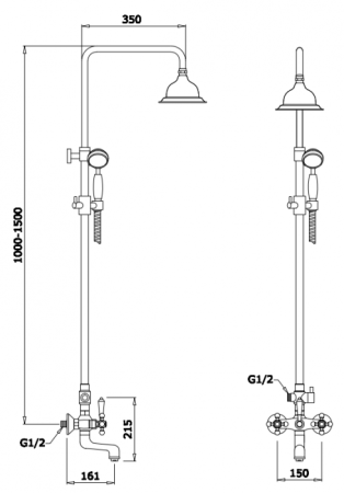 Душевая система GANZER GZ09061-Е(25068-E) Золото 