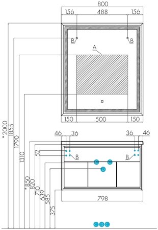 Зеркало Aquaton Уэльс 80 1A214002WA010 с подсветкой с сенсорным выключателем с антизапотеванием 