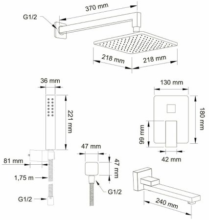 Душевая система Swedbe Platta 5546 Хром 