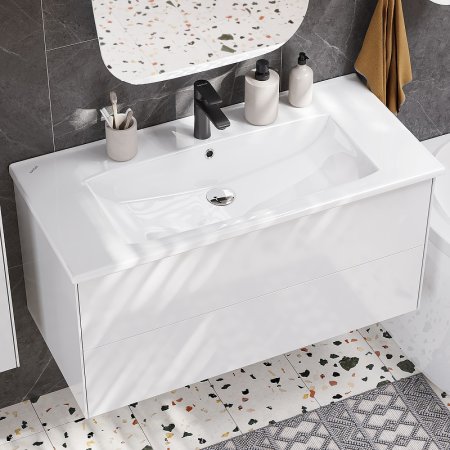 Тумба под раковину Aquaton Сохо 100 1A258201AJ010 подвесная Белая глянцевая 