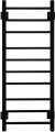 Полотенцесушитель электрический Energy Grand P 1000x400 черный матовый, форма лесенка прямая, квадратный профиль, скрытое/наружное подключение, 1000мм x 431мм 