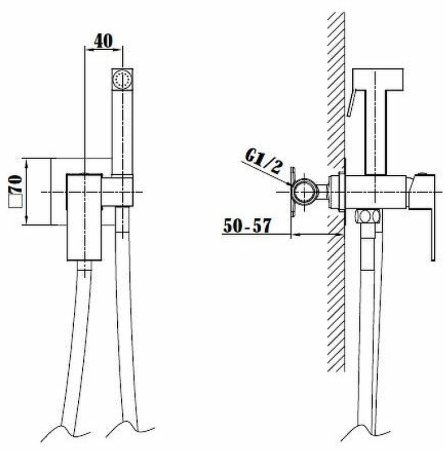 Гигиенический душ со смесителем Vincea VHFW-102GM Вороненая сталь 