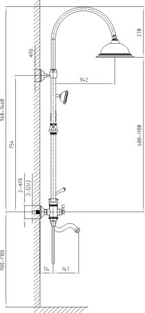Душевая стойка Timo Adelia SX-6010/02 antique 