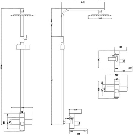 Душевая система Melana Stello F610307-1 Сатин 