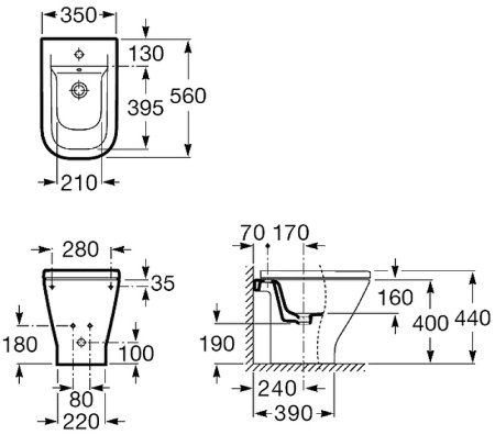 Биде Roca The Gap 357474000 Белое 