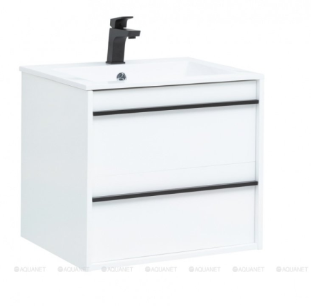 Тумба c раковиной Aquanet Lino 60 белый матовый 