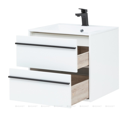 Тумба c раковиной Aquanet Lino 60 белый матовый 