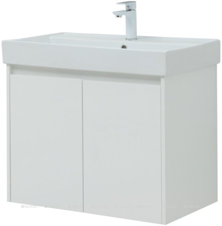 Тумба с раковиной Aquanet Nova Lite 75 белый глянец (2 дверцы) 