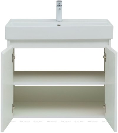 Тумба с раковиной Aquanet Nova Lite 75 белый глянец (2 дверцы) 