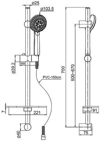 Душевой гарнитур Paini Magia 50CR124/P19 Хром 