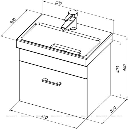 Тумба с раковиной Aquanet Нота 50 (Moduo Slim) белый 